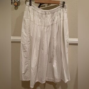 Free People Skirt: White Cotton, Eyelet, Elastic Waist 17-20”, Midi, Lined, L